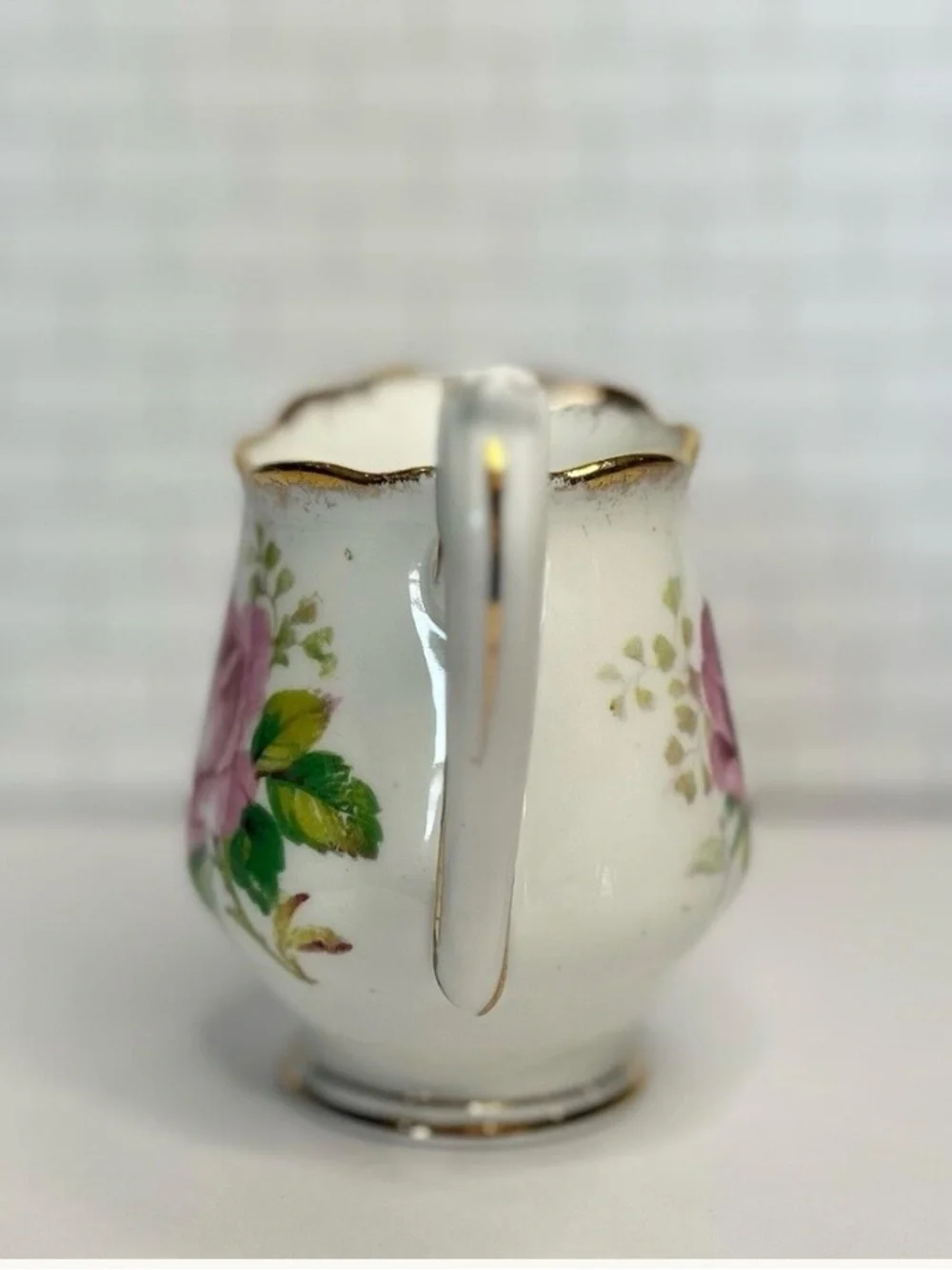 Royal Albert Pink Rose Bone China Creamer with Gold Accent